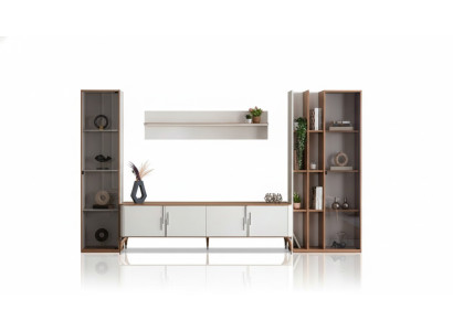 Mobile soggiorno parete attrezzata porta TV scaffale design di lusso set 4 pezzi moderno mobili nuovo