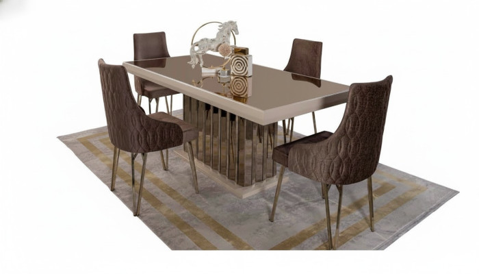 Sala da pranzo di lusso con tavolo da pranzo 4 sedie Metallo Sedia Tessuto Set da pranzo