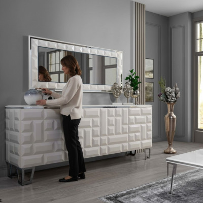 Mobile bagno di lusso bianco con specchio rettangolare designer moderno buffet