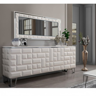 Mobile bagno di lusso bianco con specchio rettangolare designer moderno buffet