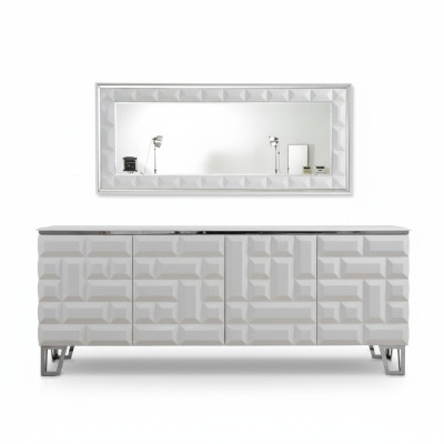 Mobile bagno di lusso bianco con specchio rettangolare designer moderno buffet