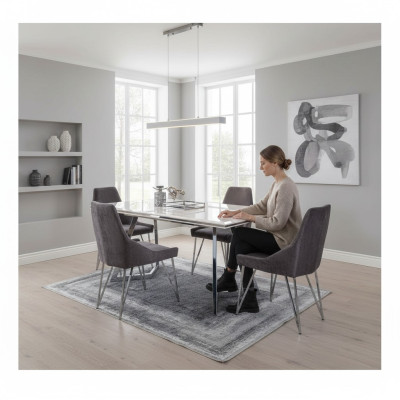 Set completo tavolo da pranzo 4 sedie Set da pranzo Insieme alimento Gruppo Tavolo in metallo nuovo