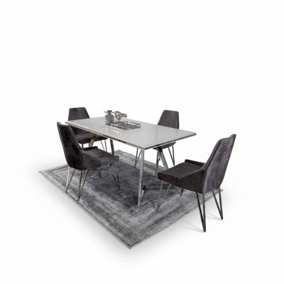 Set completo tavolo da pranzo 4 sedie Set da pranzo Insieme alimento Gruppo Tavolo in metallo nuovo