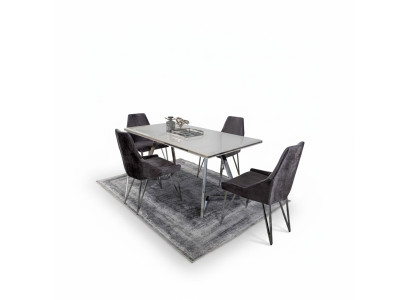 Set completo tavolo da pranzo 4 sedie Set da pranzo Insieme alimento Gruppo Tavolo in metallo nuovo