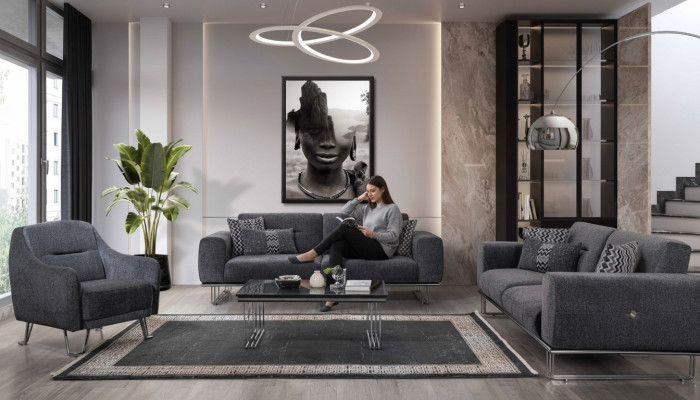 Sofà 3+3+1 posti salotto completo Set di divani moderni Set tavolino