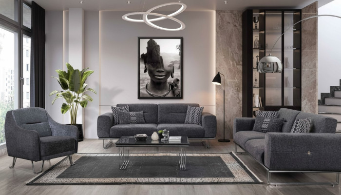 Sofà 3+3+1 posti salotto completo Set di divani moderni Set tavolino
