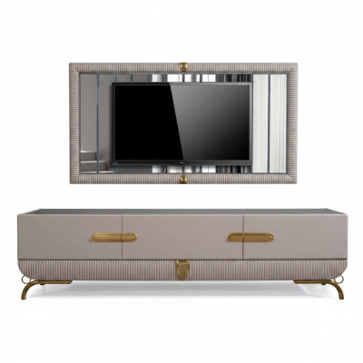 Parete attrezzata in legno, stile moderno, scaffale, mobili da soggiorno, armadio RTV con cornice TV.