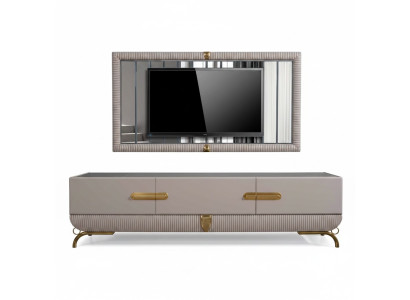 Parete attrezzata in legno, stile moderno, scaffale, mobili da soggiorno, armadio RTV con cornice TV.