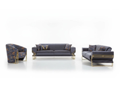 Soggiorno blu chiaro Set designer 3 posti poltrona di lusso Tavolino
