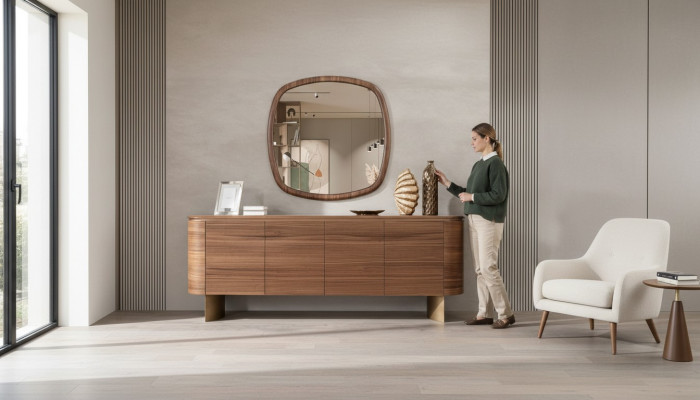 Mobile moderno marrone 4 ante credenza design specchio