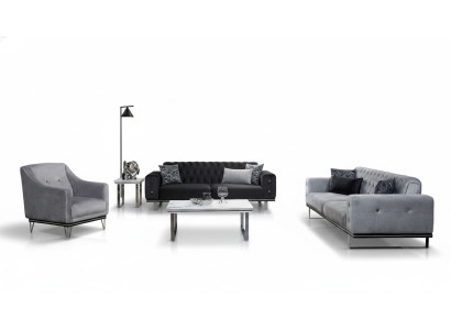 Nero-grigio set da divano Chesterfield moderno tavolino laterale