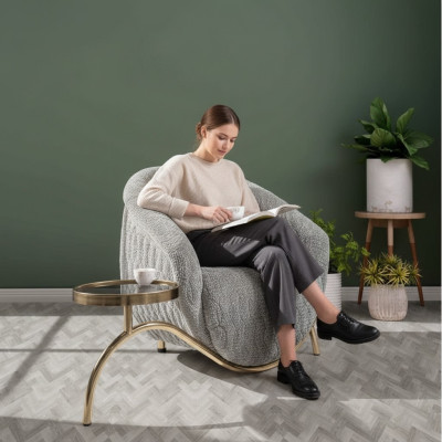 Grigio imbottito singolo poltrona da salotto Design Club sedile elegante 1 posto