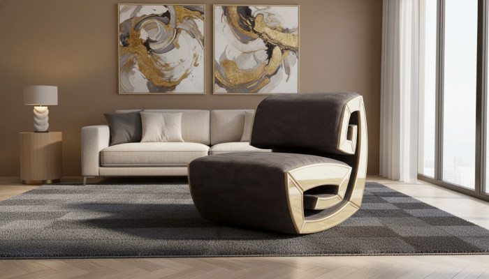 Marrone-dorato poltrona designer relax salotto seduta nuova
