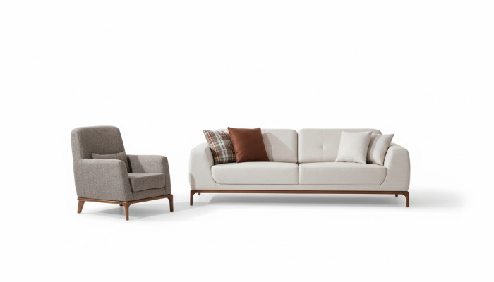 Set di divani di lusso bianchi divano 3 posti poltrona in tessuto moderno moderno nuovo