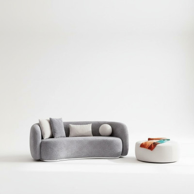 Divano moderno in grigio design 4 posti Sfoderabile Pouf Mobili nuovo