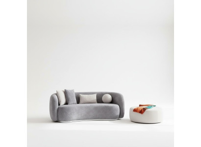 Divano moderno in grigio design 4 posti Sfoderabile Pouf Mobili nuovo
