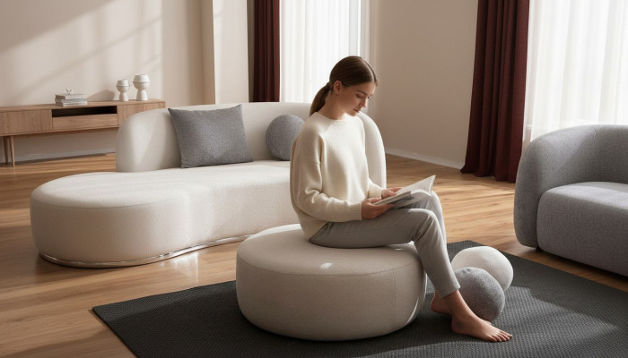 Bianco lusso pouf imbottito pouf rotondo arredamento sedute design elegante mobili