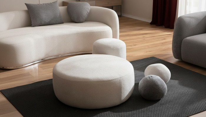 Bianco lusso pouf imbottito pouf rotondo arredamento sedute design elegante mobili