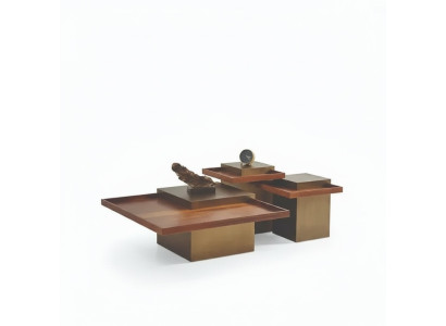Tavolino da salotto marrone moderno in legno per soggiorno, set di lusso