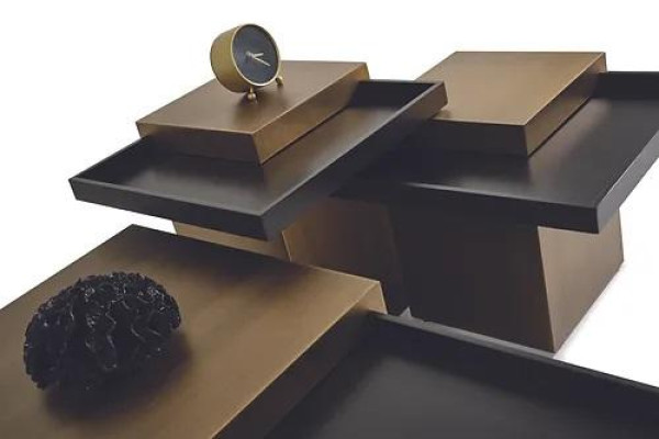 Set di tavolini moderni per il soggiorno, mobili di lusso in legno 3 pezzi