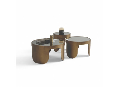 Set di tavolini da caffè di lusso di design, 3 tavolini rotondi.