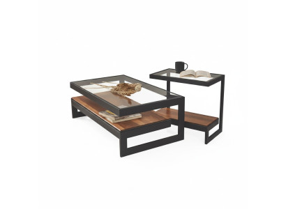Set di tavolini esclusivi Tavolino da salotto in vetro Tavolino da caffè per soggiorno  Set di tavolini esclusivi Tavolino da salotto in vetro Tavolino da caffè per soggiorno