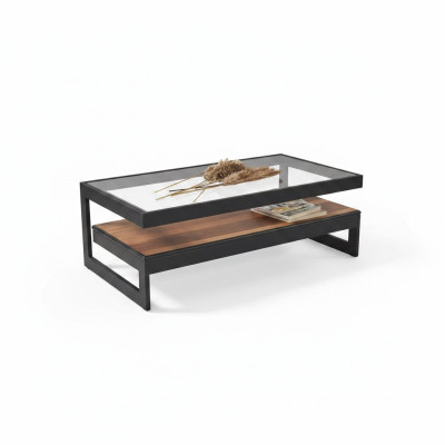 Tavolino da salotto in legno di design Tavolino da soggiorno in vetro Tavolino da salotto