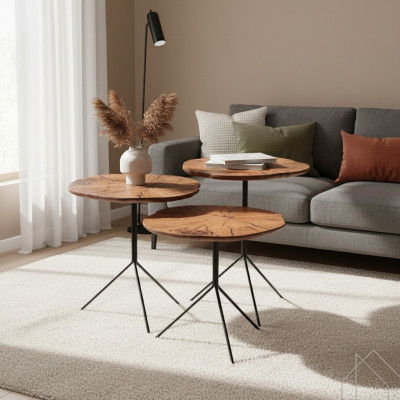 Tavolino 3x Design Tavolo da soggiorno Moderno Mobili di lusso Set di 3 tavoli