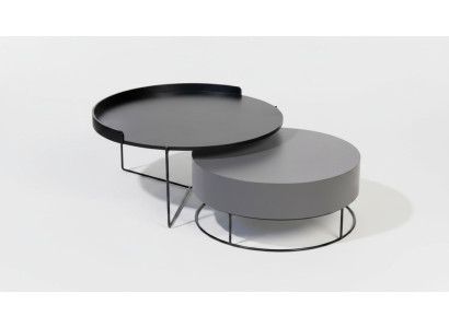 Set tondo 2 tavolini Grigi Tavolino da caffè Tavolino da salotto Tavolini da salotto