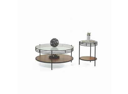 Set di tavolini moderni, tavolino tondo in vetro da designer, tavolino da caffè 2 pezzi.