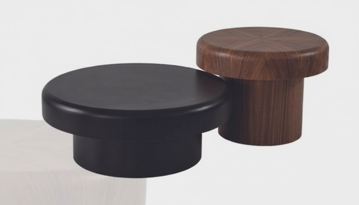 Set di tavoli rotondi di design marrone e nero, tavolino da caffè per il soggiorno, nuovo