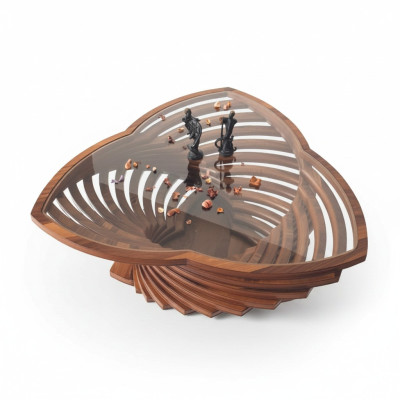 Moderno tavolo da caffè in vetro Braun 2x tavolino da caffè tavolino da designer