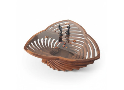 Moderno tavolo da caffè in vetro Braun 2x tavolino da caffè tavolino da designer