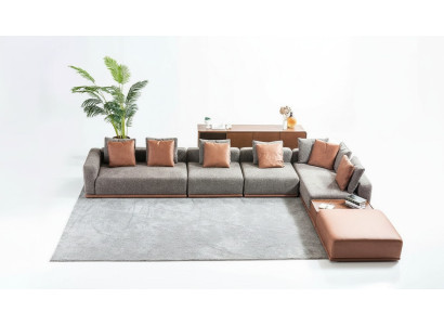 Soggiorno grigio Composizione salotto angolare Divano in tessuto di design