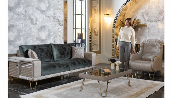 Soggiorno Set completo di divani Tre posti e poltrona Coppia di pezzi  Soggiorno Set completo di divani Tre posti e poltrona Coppia di pezzi