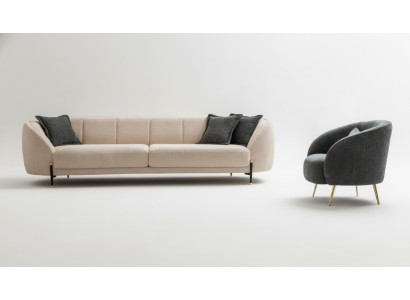 Poltrona moderna, divano imbottito a tre posti beige di alta qualità, design di divani in tessuto nuovi
