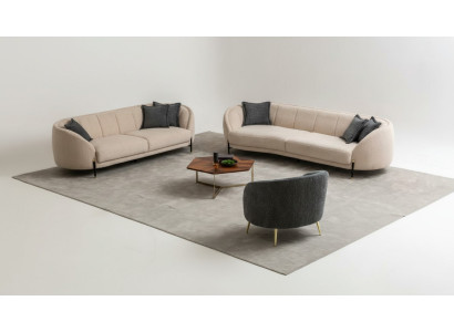 Set di divani 4 3 1 posti in tessuto beige moderno per salotto