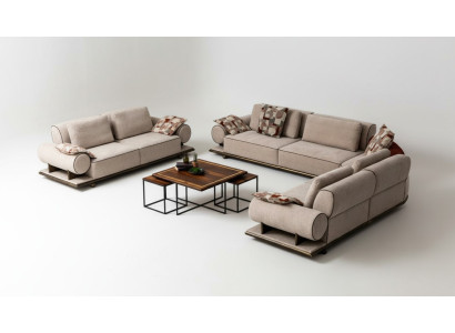Divano in tessuto Divano Divano ad angolo Design moderno Divano angolare a L beige Nuovo