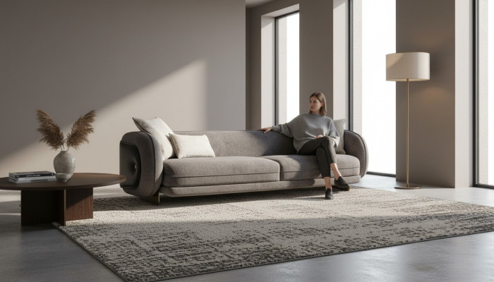 Divano in tessuto grigio da soggiorno 4 posti mobili di lusso design seduta lounge