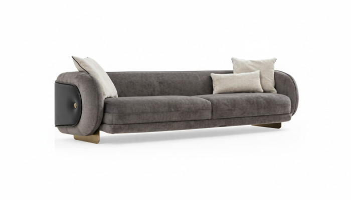 Divano in tessuto grigio da soggiorno 4 posti mobili di lusso design seduta lounge