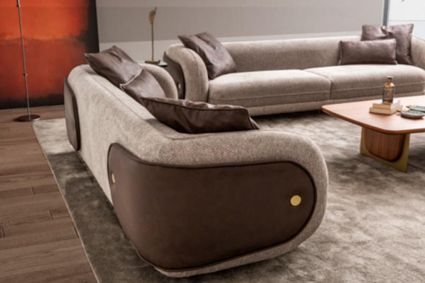 Set di divani di lusso Marrone 3 pezzi con divano a 4 posti, a 3 posti e a 1 posto. Imbottitura.