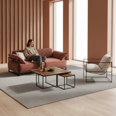 Divano da soggiorno rosa in tessuto a 3 posti mobili di lusso design seduta lounge nuovo.