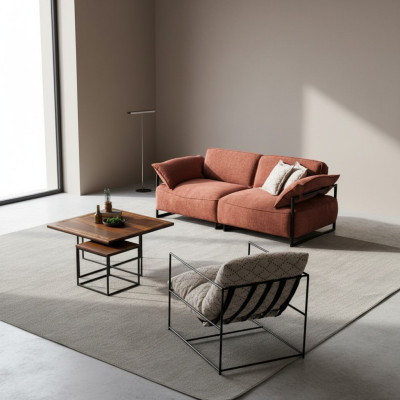 Divano da soggiorno rosa in tessuto a 3 posti mobili di lusso design seduta lounge nuovo.