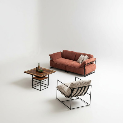 Divano da soggiorno rosa in tessuto a 3 posti mobili di lusso design seduta lounge nuovo.
