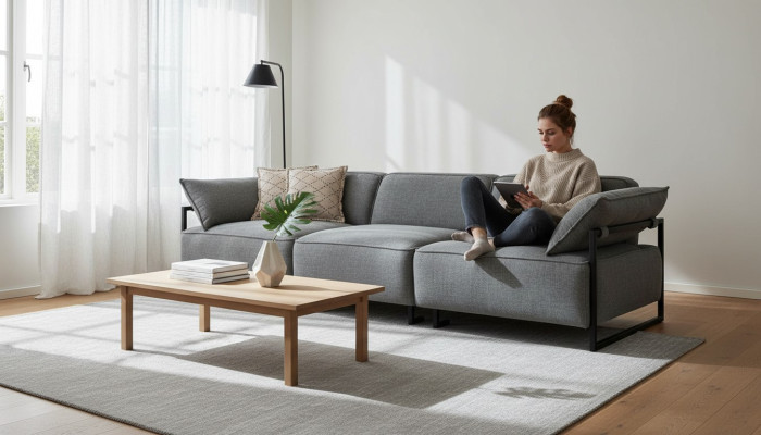 Divano in tessuto a 3 posti per soggiorno, mobili di lusso, design sedile nuova lounge.