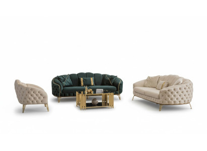 Salotto completo 4 pezzi elegante x2 Divano a 3 posti moderno 2 poltrone
