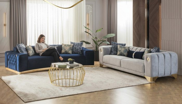 Divano 4 3 posti Design Divano imbottito Divani Moderni Gruppo Set nuovo