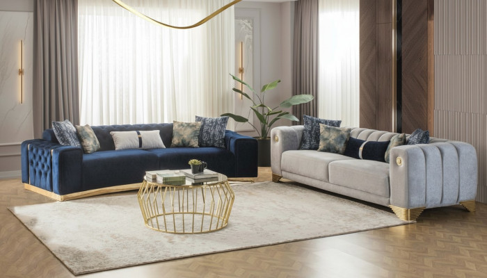 Divano 4 3 posti Design Divano imbottito Divani Moderni Gruppo Set nuovo