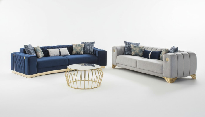 Divano 4 3 posti Design Divano imbottito Divani Moderni Gruppo Set nuovo
