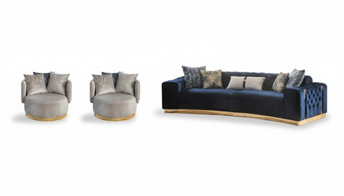 Completto set da soggiorno Chesterfield: divano a 4 posti, 2 poltrone, 3 pezzi.